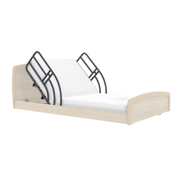 The Long Assist Bar Side Rails for Accora Empresa Beds are black metal rails designed to assist with repositioning and provide added support when used with adjustable hospital beds.