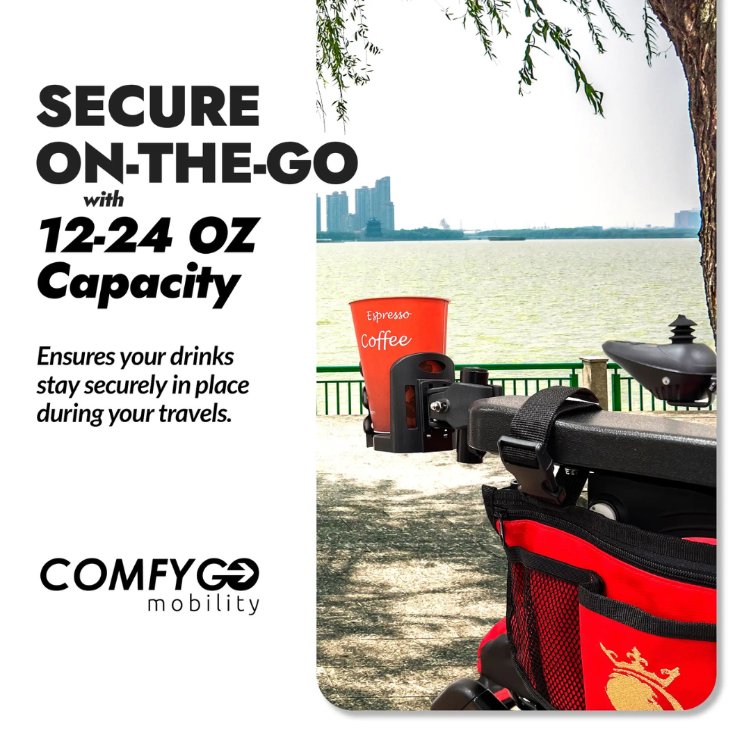ComfyGO Cup & Beverage Holder can hold 12-24 oz capacity