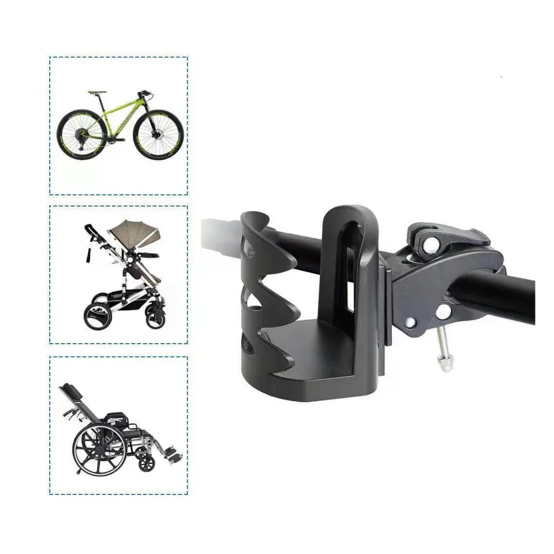 The ComfyGO Cup & Beverage Holder can fit a bike, mobility aid, reclining wheelchair.