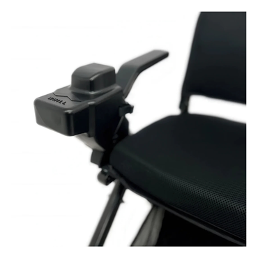 Close-up of the Controller Cover for Whill C2/F Powerchairs, displaying the joystick, mobility control buttons, and durable hard shell protection over the controller. The seat and backrest are also partially visible.