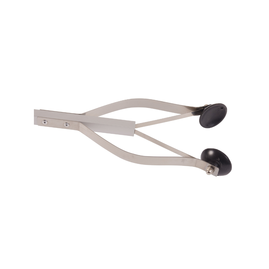 The DMI Suction Cup Reachers feature two black plastic suction cup supports at the ends, connected by curved arms and a flat handle, offering extra-long reach to help users easily grab and retrieve items in daily activities.