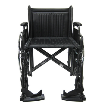 The Karman KN-900W Heavy Duty Bariatric Wheelchair features a durable steel frame and a sleek black seat, designed for reliability and comfort.