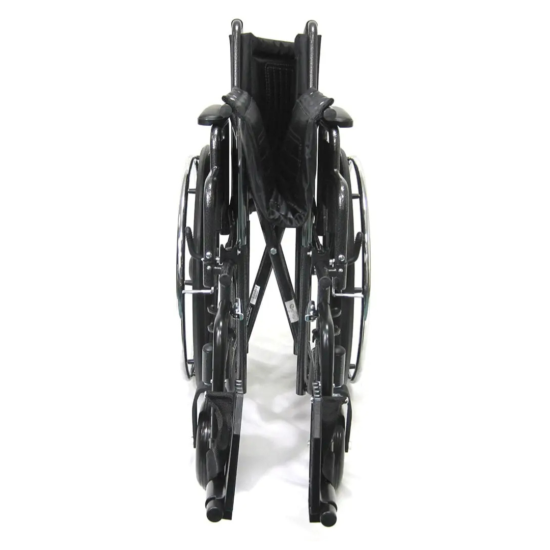 The Karman KN-900W Heavy Duty Bariatric Wheelchair is a durable steel chair with a supportive back end, designed for long-lasting comfort and reliability.