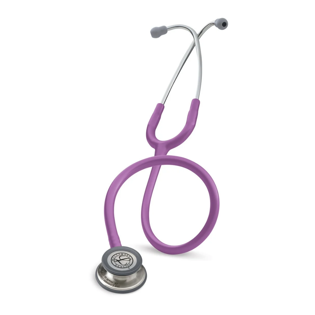 Lavender Littmann® Classic III™ Stethoscope with a double-sided chestpiece and silver ear tubes.