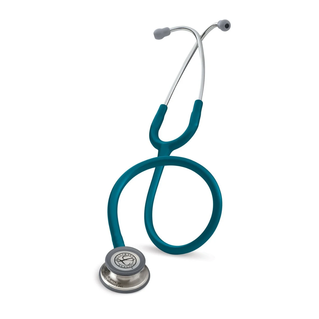 Teal Littmann® Classic III™ stethoscope with a dual-sided chestpiece and silver metal tubing.