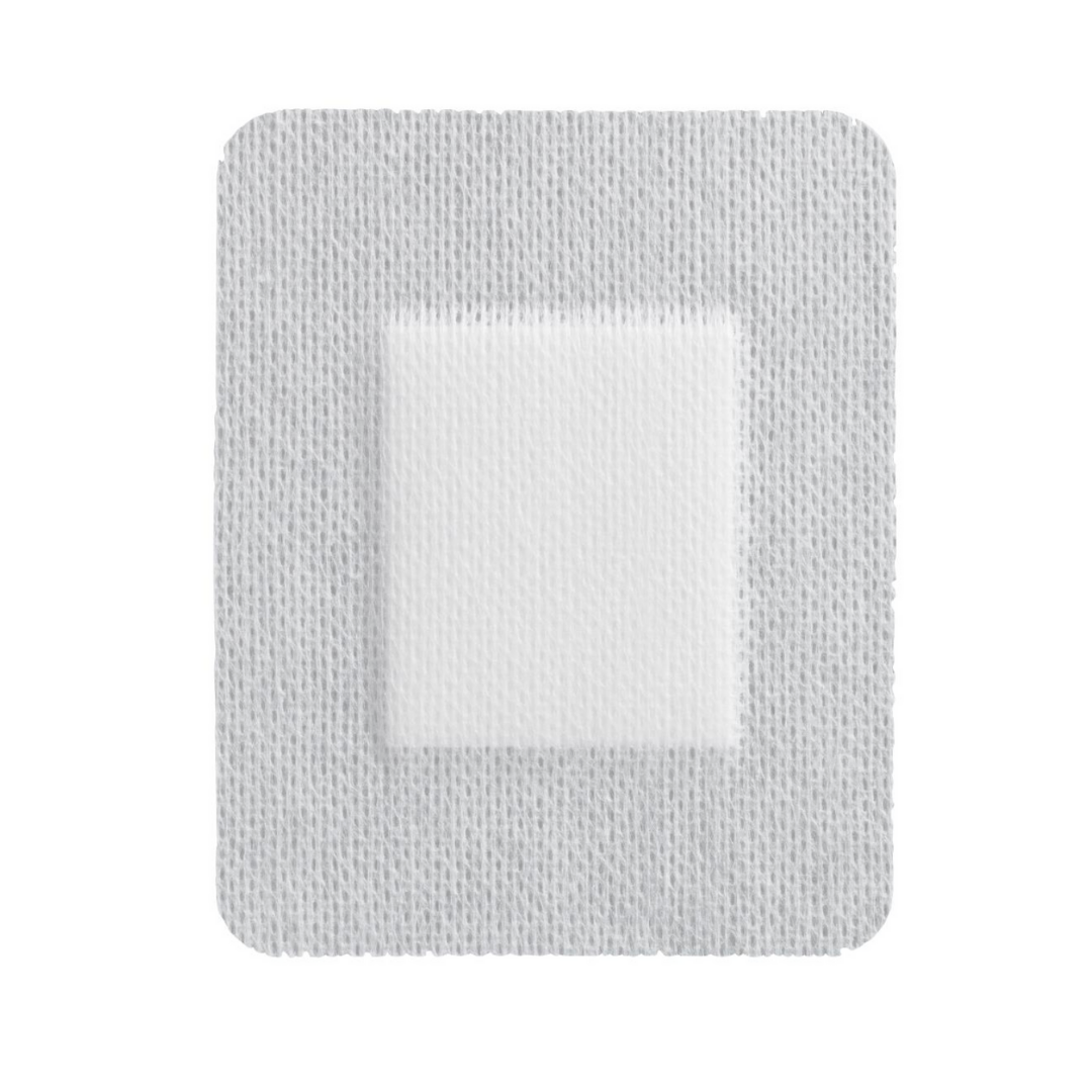 The Medline Bordered Gauze Adhesive Island Wound Dressing is a rectangular bandage featuring a soft absorbent pad at its center, displayed on a plain white background.