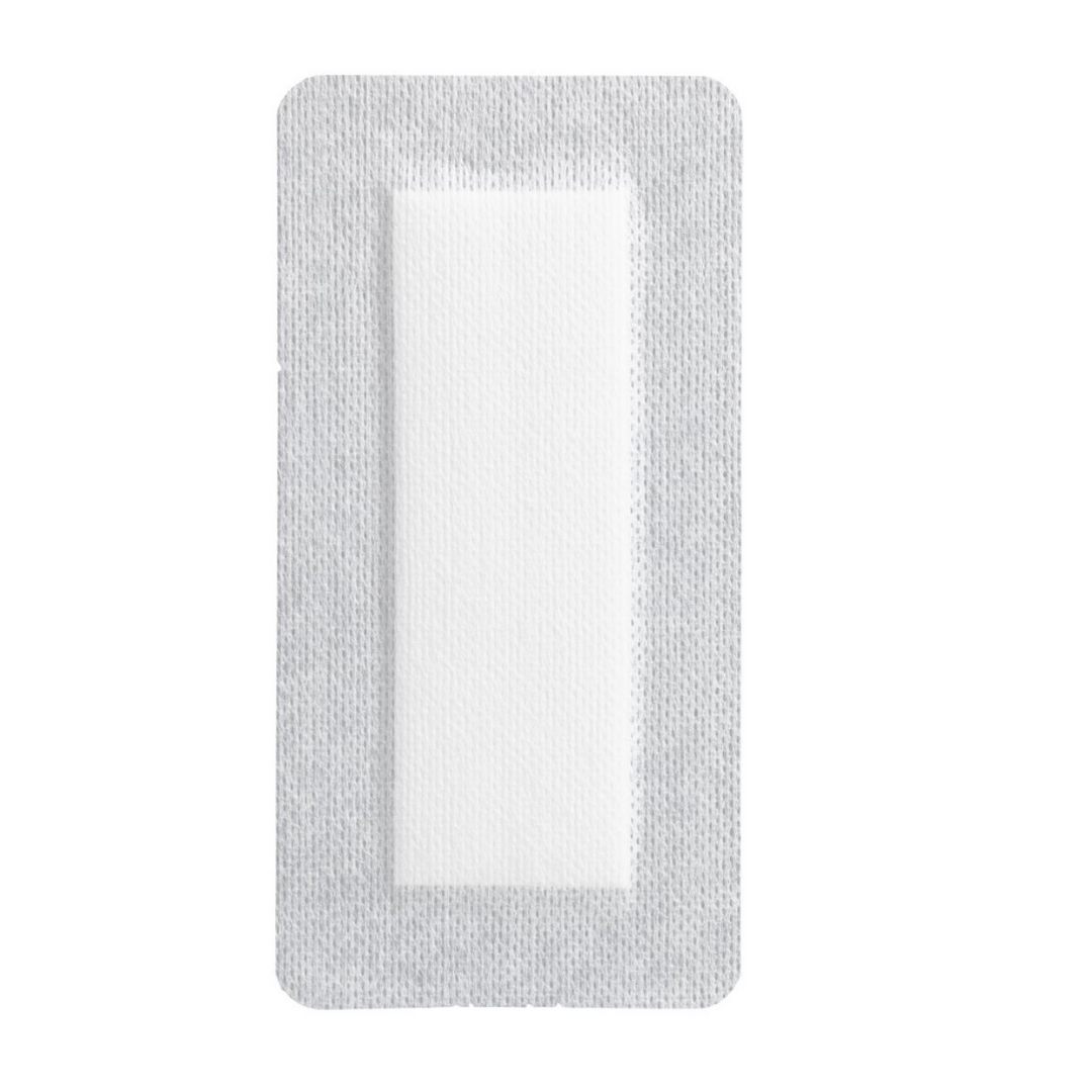 Medline Bordered Gauze Adhesive Island Wound Dressings feature a soft, non-adherent absorbent pad with a textured light gray border, and are shown on a plain white background.