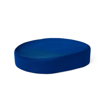 The Medline Compressed Foam Ring with Tailbone Cutout is a blue, oval cushion made of supportive foam with a smooth surface, shown against a white background.