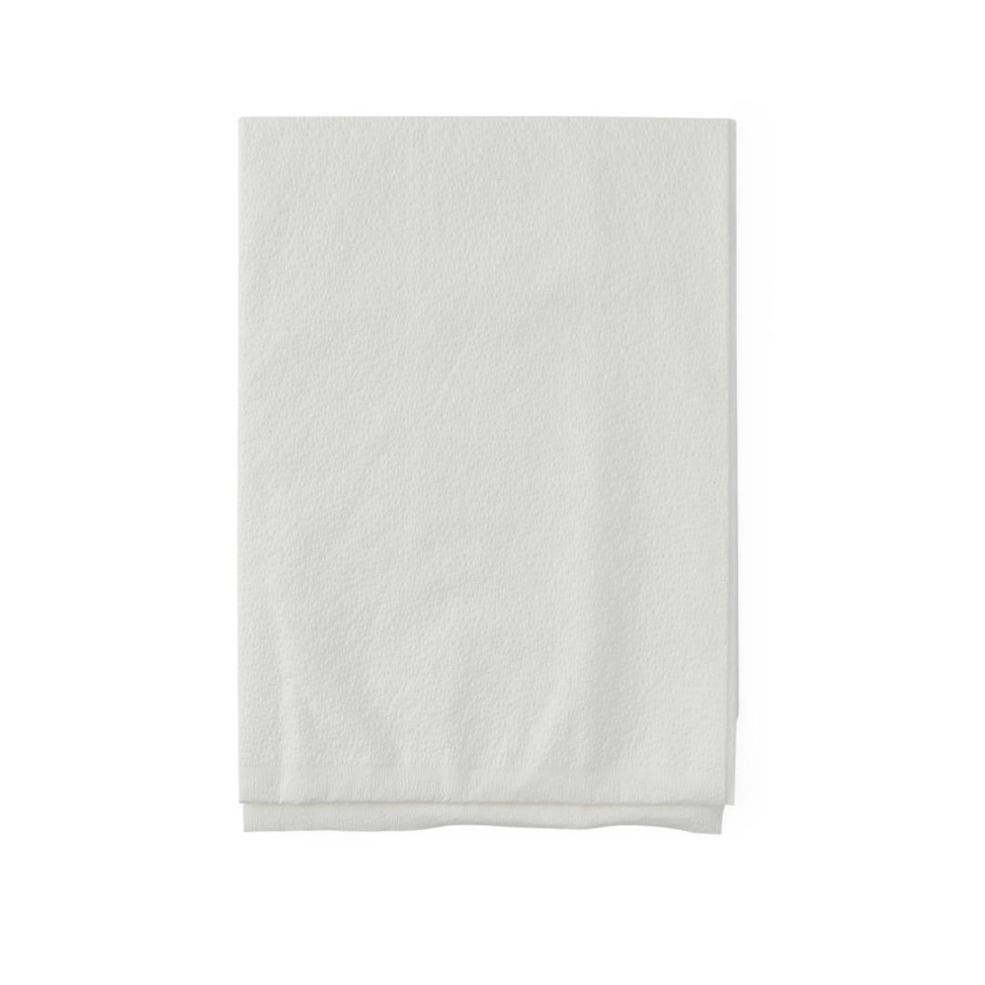 A neatly folded, plain white cloth napkin is displayed against a white background, similar to the crisp look of Medline Disposable Tissue/Poly Pillowcases.