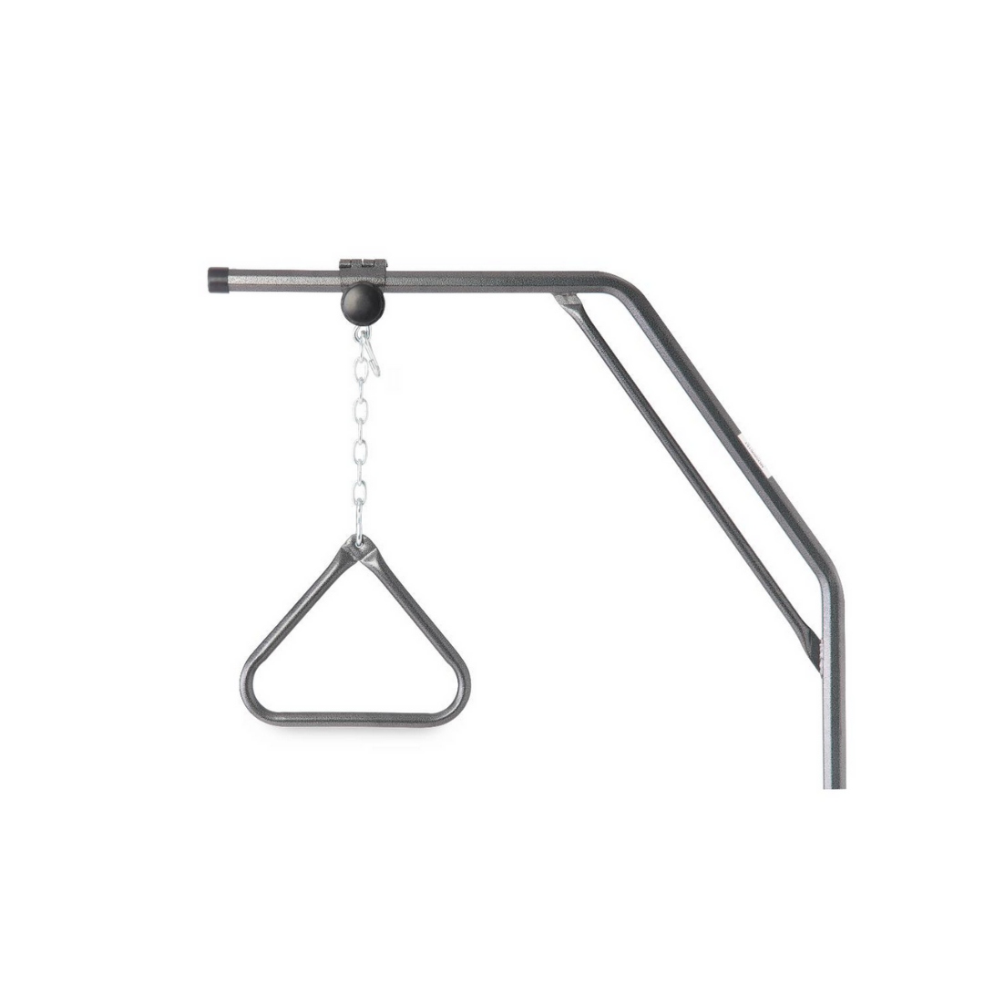 The Medline Economy Trapeze Patient Repositioner features a chain and triangular grip handle attached to a horizontal support bar, assisting with bed mobility and patient transfer. Shown on a white background.