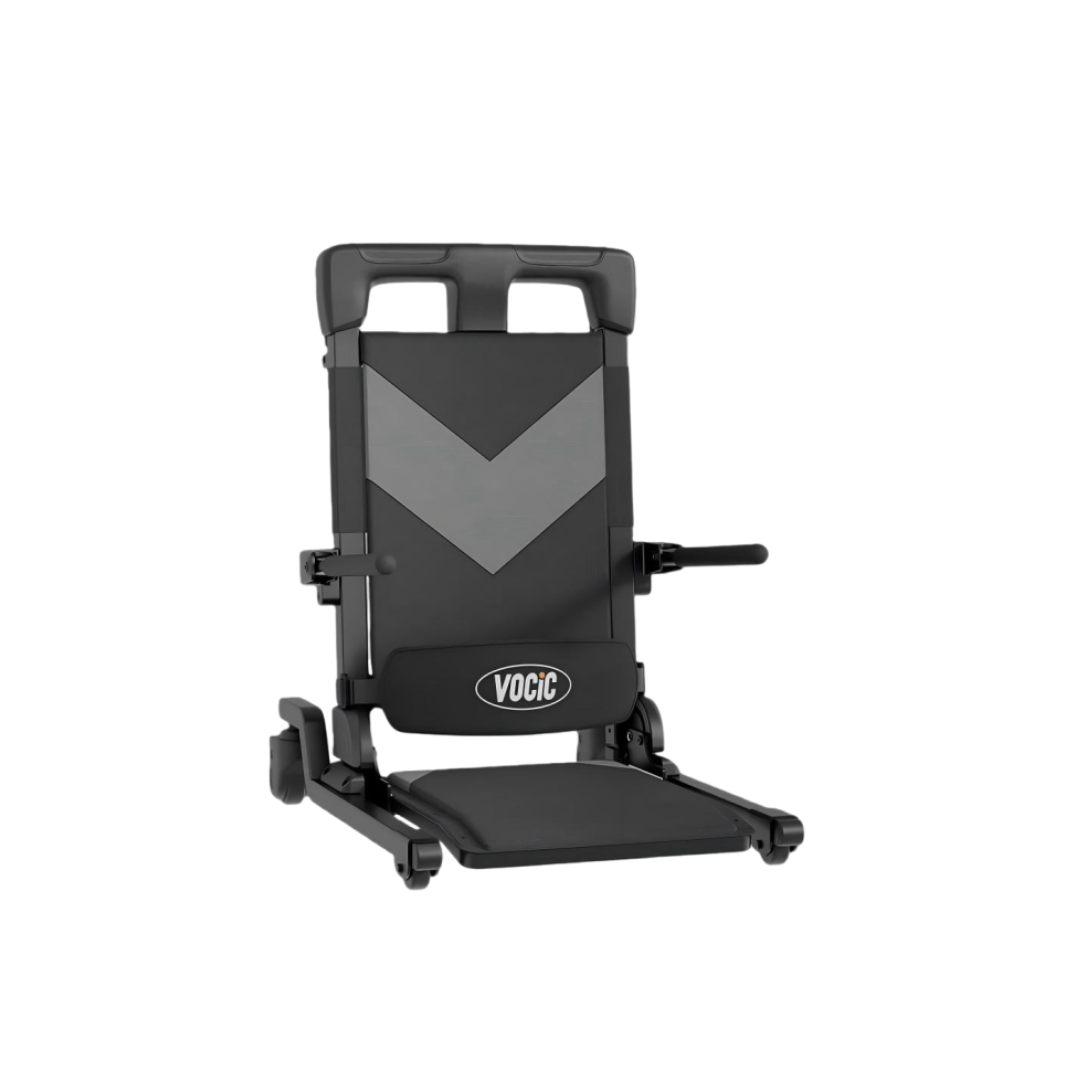 A VOCIC AX35 movable electric floor lift chair featuring a backrest, seat, and four small wheels.