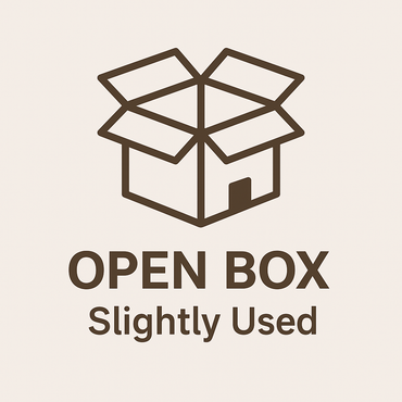 A brown open box icon with “OPEN BOX” and “Slightly Used” beneath it, displays the Miracle Mobility Platinum 8000 Portable Powerchair - Open Box on a light background.