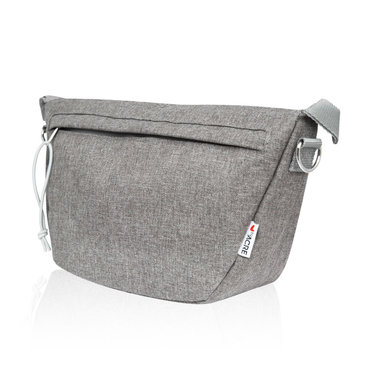 The Organizer Bag for ByAcre Carbon Fiber Rollators is a light gray crossbody with a zipper closure, minimalist design, and small “YACIE” tag—ideal as a rollator or mobility accessory, shown against a white background.