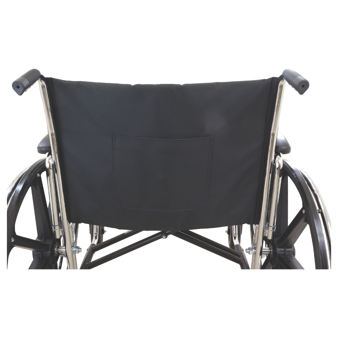 The ProBasics K7 Heavy Duty Bariatric Wheelchair features a wide seat, black upholstery, metal frame, large rear wheels, and push handles for comfortable support and easy mobility.