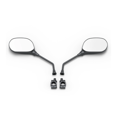 The Rearview Mirror For Whill Model R includes two black mirrors with mounting brackets, symmetrically displayed on a white background—ideal as rearview mirrors for your WHILL Model R Mobility Scooter.