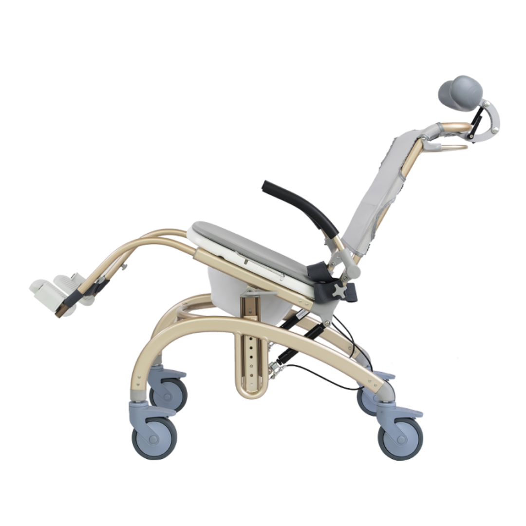The Rolling 3-in-1 Reclining Shower Chair Commode | Vocic XZY08 is a versatile medical chair designed with a padded seat, adjustable footrests, armrests, and a headrest on four wheels for easy mobility. This 3-in-1 reclining shower chair provides comfort and adaptability to meet users’ diverse needs.