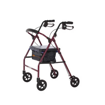 Rhythm Royal Steel 4-Wheel Folding Rollator Garnet