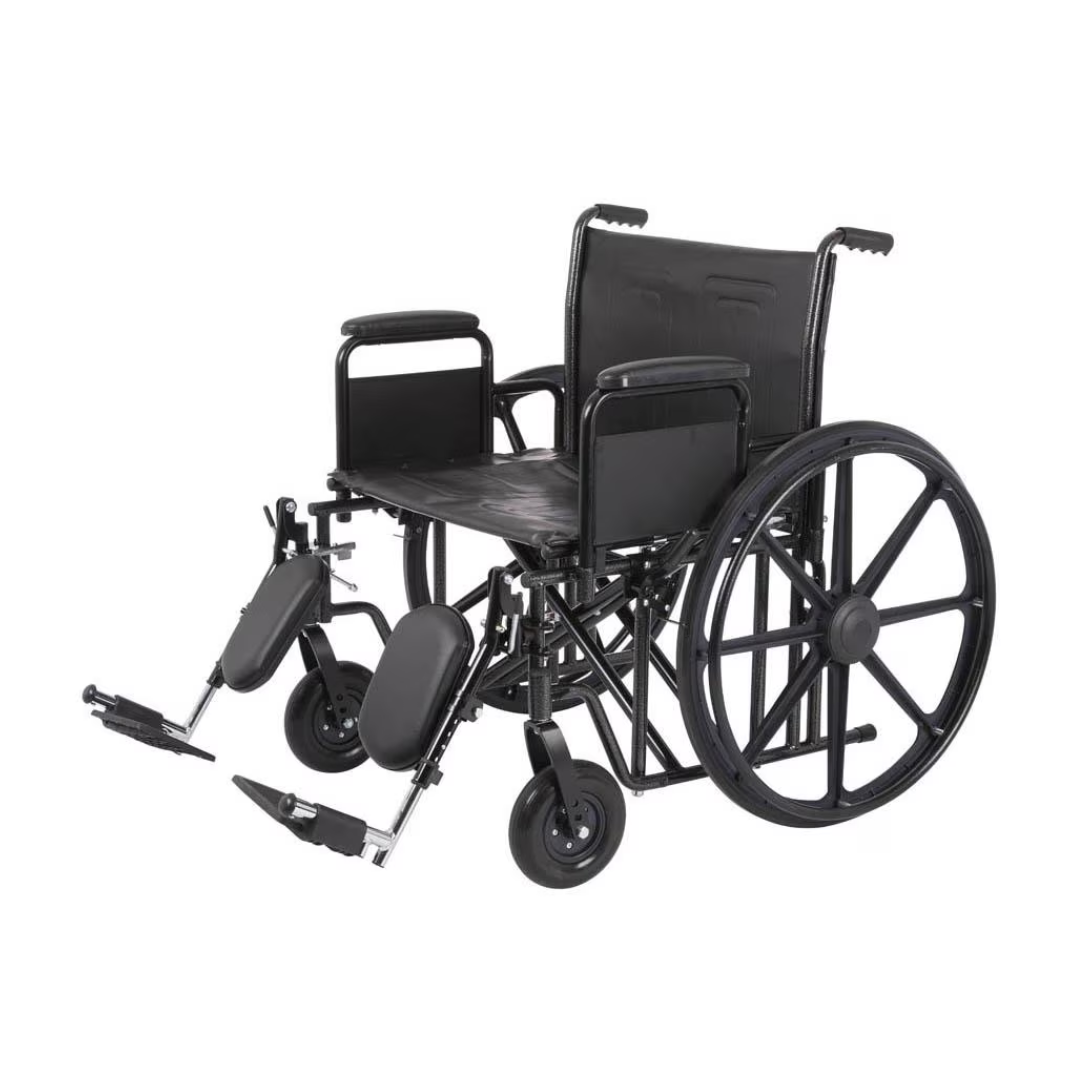 The Rhythm Array HD K7 Chair includes a durable carbon steel frame, large rear wheels, height-adjustable casters, detachable leg supports, cushioned seats, and desk-length detachable armrests for ergonomic support and easy mobility.