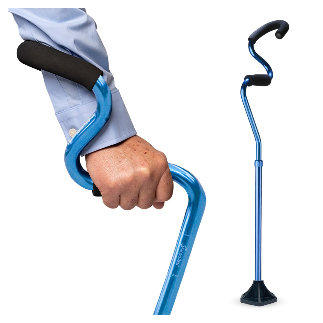 StrongArm Cane - Self Standing Base with Bariatric Ergonomic Handle Support