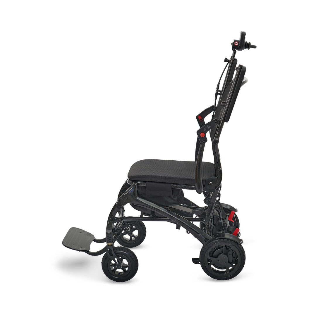 the armrests lift very easily for smooth transition on the Golden Tech Carbon Fiber Cricket Power Wheelchair