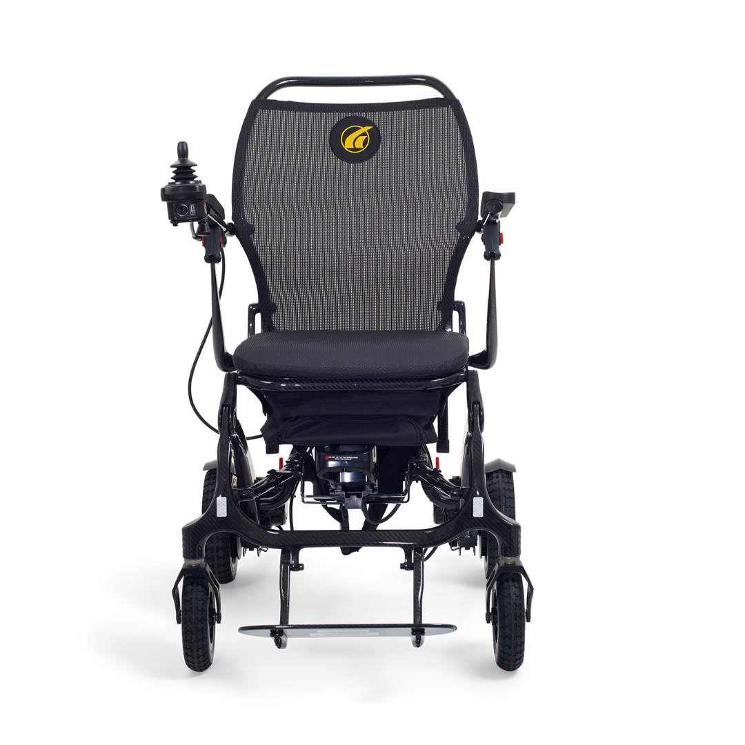 front view of the Golden Tech Carbon Fiber Cricket Power Wheelchair