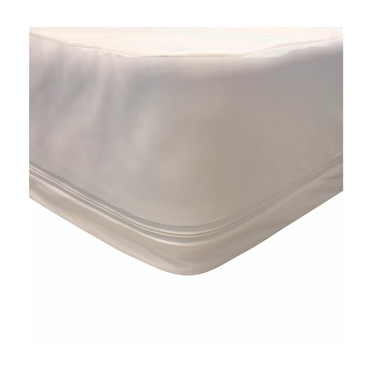 Close-up of the iCare Mattress Protectors & Covers in white, featuring a smooth zippered cover with waterproof PU backing, highlighting the corner and side seam for reliable mattress protection.