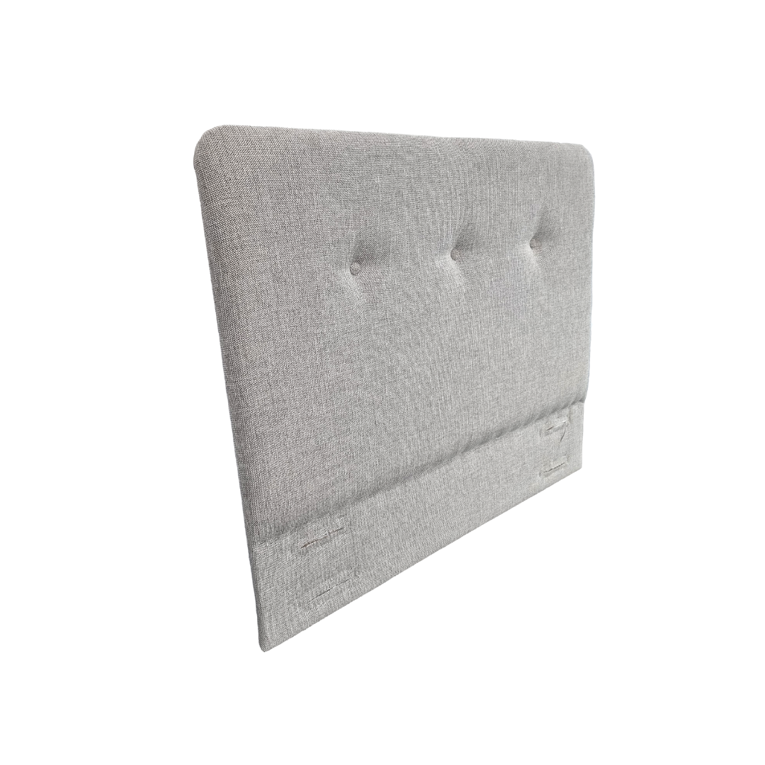 The iCare Medical Headboard and Footboards for iCare Beds feature a light gray upholstered design with three button tufts and a slight angle, enhancing your bed’s look and pairing perfectly with various iCare Beds.
