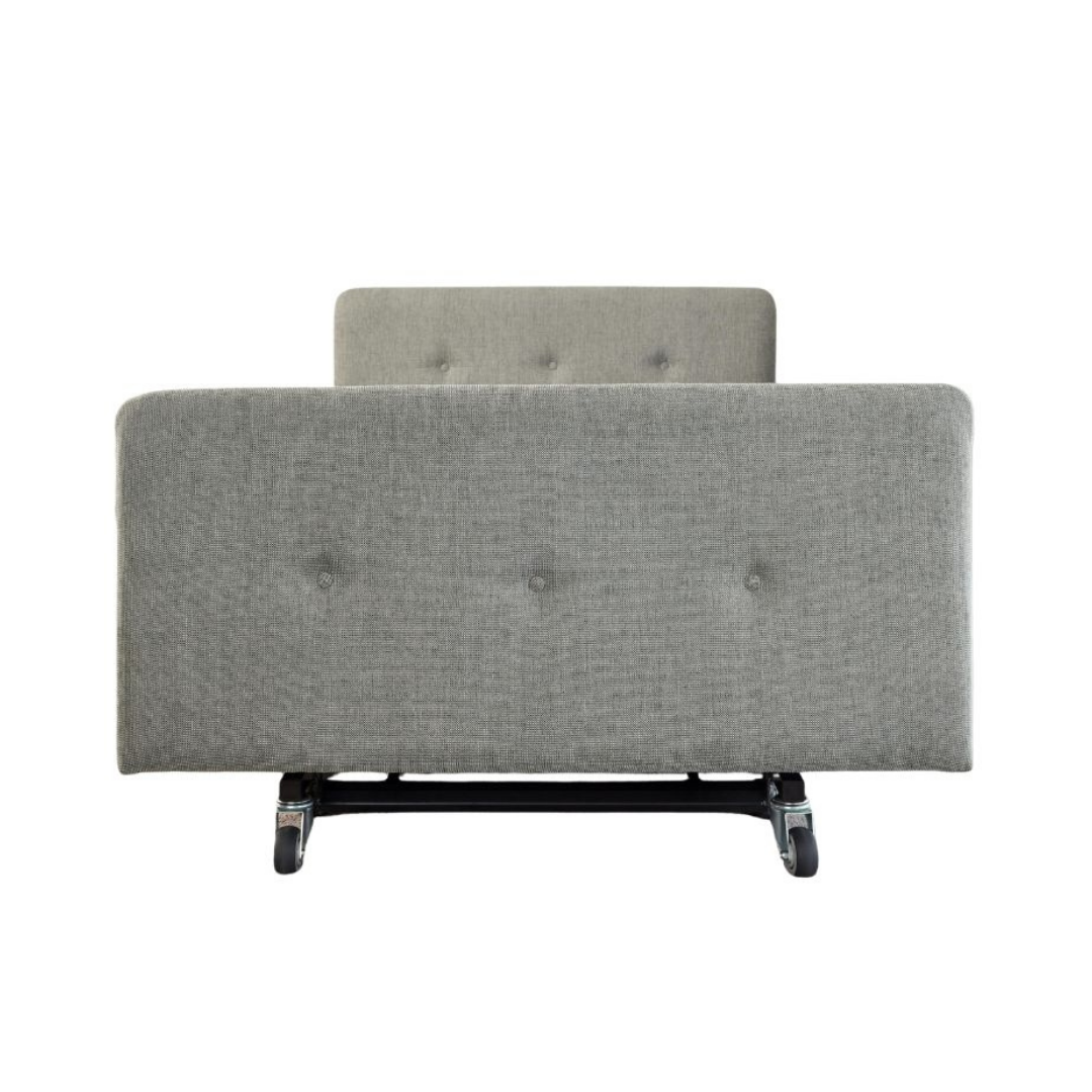 The iCare Medical Headboard and Footboards for iCare Beds feature a sleek, modern design in gray with a tufted finish, adding style to your bed while blending seamlessly with contemporary bedroom décor.