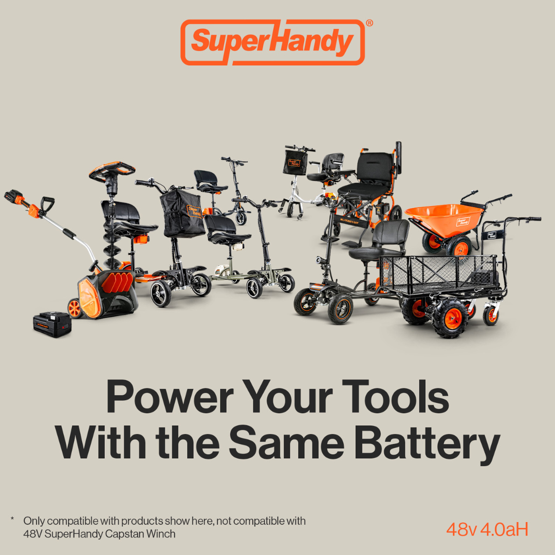 Power your tools with the same battery the SuperHandy 48V 4Ah Lithium Ion Battery