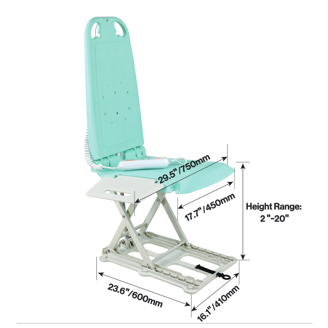 Dimensions of the SuperHandy GoRise LT Portable Waterproof Floor Lift