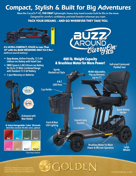 New Buzzaround CarryOn HD Scooter by Golden! 