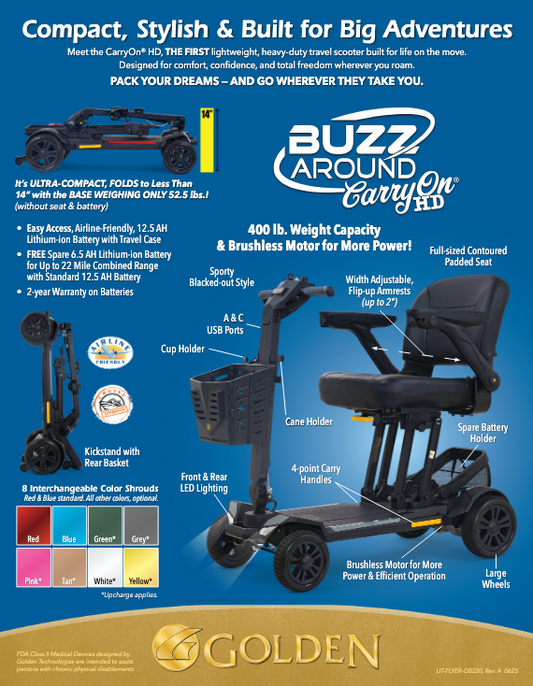 New Buzzaround CarryOn HD Scooter by Golden! 