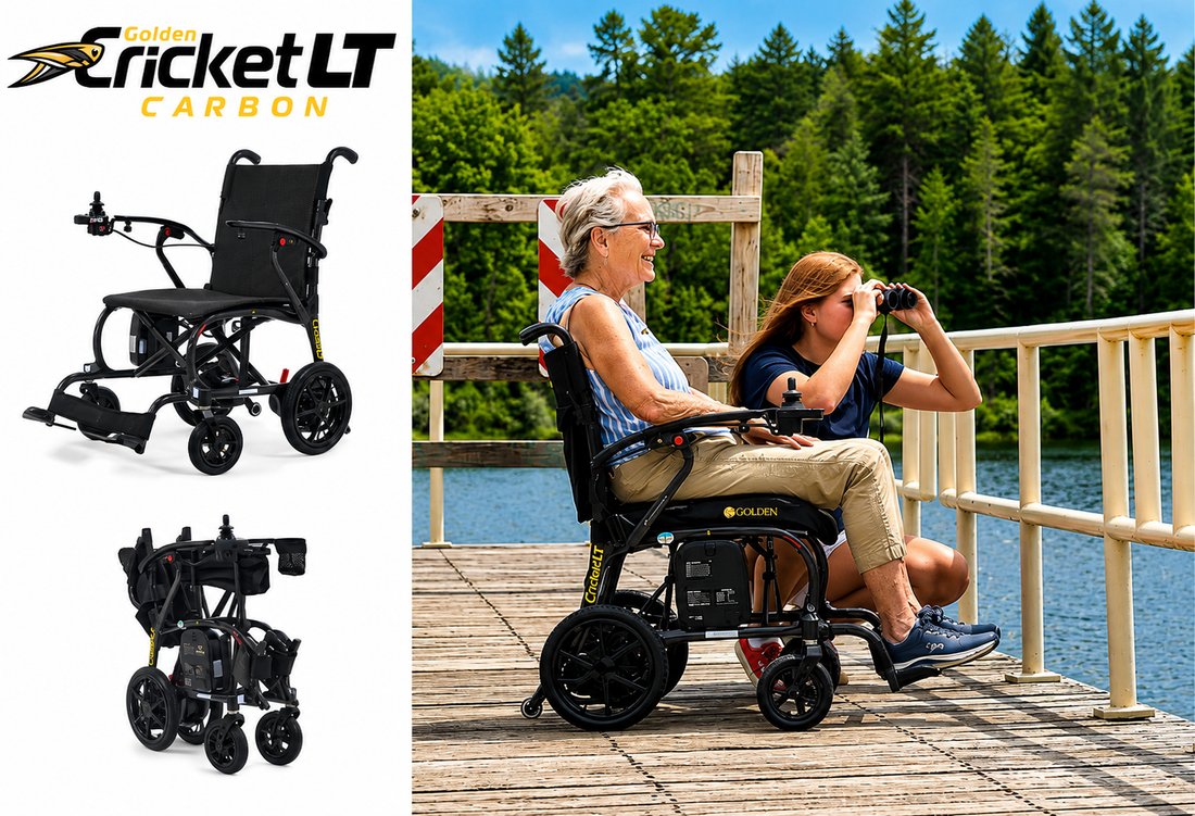 New: Golden Cricket™ LT Carbon Powerchair — Only 25.8 lbs