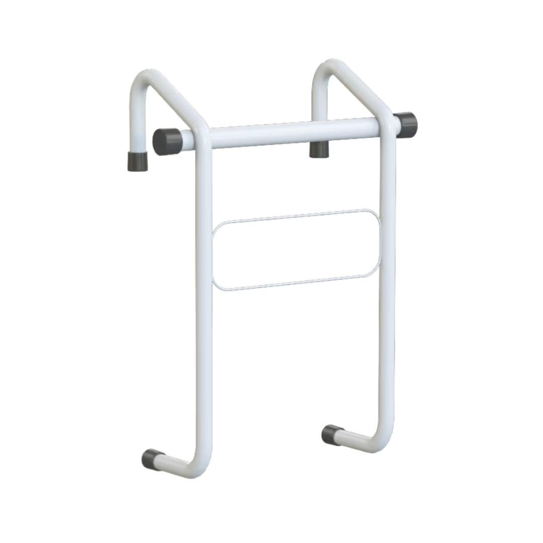The Pump Holder for the Accora FloorBed, shown against a white background, is designed to securely hold medical pumps and pairs well with mobility aids for added convenience and support.