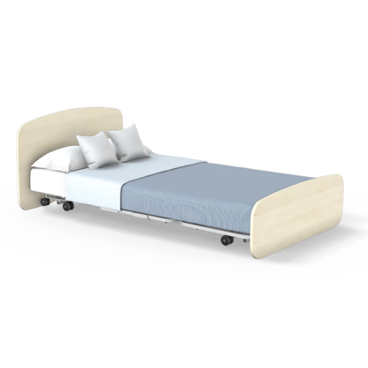 The Accora Empresa® Full Electric Bariatric FloorBed® offers cozy comfort with wheels for easy mobility—ideal for relaxing wherever you choose.