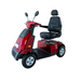 The Afikim Afiscooter C4 HD is a sleek red 4-wheel electric mobility scooter featuring an orthopedic seat with armrests and headrest, handlebars with dual mirrors, footrest, front headlight, and easy-access controls.