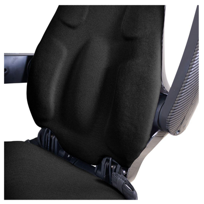 Close-up of the Golden Tech Ally Sport Smart Powerchair featuring ergonomic memory foam seating, textured fabric, carbon fiber side panels, and omni-directional wheels, all designed for enhanced comfort, support, and smart app control.