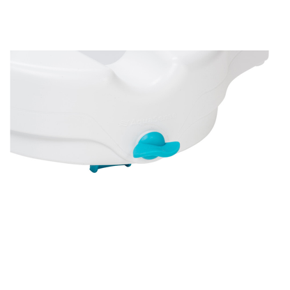 Close-up of the Drive AquaSense 3-in-1 Contoured Raised Toilet Seat with Arms, featuring a blue adjustable knob on the side for added bathroom safety and secure fit.