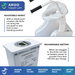 The ArGo Bariatric Electric Toilet Lift - Power Patient Toilet Lifter is shown with handlebars, highlighting its adjustable height, ergonomic seat, rechargeable battery, and icons for bathroom accessibility and ease of use.