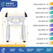The ArGo Bariatric Electric Toilet Lift - Power Patient Toilet Lifter, shown in white with black handles and labeled measurements for height, depth, seat, support bar, and base, offers bathroom accessibility, independence, safety, and ergonomic design.