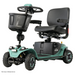 The Pride Baja® Bandit 4 Wheel Scooter offers a green mobility solution with a black seat, basket, handlebar, and four wheels. Designed for accessibility, it features a rugged base, full suspension, compact design, and lithium-ion power for smooth off-road rides across diverse terrains.