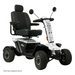 The Pride Baja® Wrangler® 2 is an outdoor scooter with a tall backrest, adjustable armrests, white and gray camouflage design, mirrors, textured seat, advanced CTS Suspension; FDA Class II Medical Device.