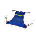 The Bestcare Full Body Sling in mesh fabric has a blue body, purple border, and black, red, and yellow corner straps. Its designed for safe lifting or transferring in bariatric sizes to ensure comfort for all users.