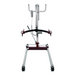 Front view of the Bestcare Bestlift PL182 Full Body Electric Patient Lift, a white and red mobility aid with two wheels and a black horizontal support bar. Designed for bariatric transfers, it features a top control handle and TiMotion system for smooth operation.