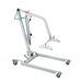 The Bestcare Bestlift PL400H is a white hydraulic patient lift with a metal frame and four wheels for mobility, ideal for home care. It features an adjustable arm with sling hooks for safe patient transfer.