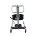 The Bestcare SA Series Sit-To-Stand Compact Electric Patient Lift is a white mobility aid featuring a handlebar, seat, and wheeled base. Its Medicare reimbursable with a red button on top, black backrest, and side lever to assist in patient transfers for ease of movement.