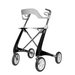 The ByAcre Ultralight Carbon Fiber Rollator is a modern, lightweight walker in black and white with four wheels and a sleek design, featuring ergonomic handles and a sturdy frame for excellent mobility support, seamlessly blending functionality with style.