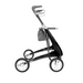 The ByACRE Ultralight Carbon Fiber Rollator is a modern, four-wheel walker with an ultra-light 10.6 lb carbon fiber frame. It features ergonomic handles, a small gray bag, and a sleek black and silver design that emphasizes convenient mobility.