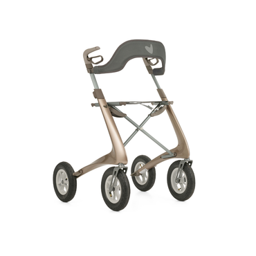 The Backrest for byACRE Overland Carbon Fiber Rollators provides ergonomic support for enhanced mobility, shown here on a modern rollator with four large wheels and lightweight carbon construction against a white background.