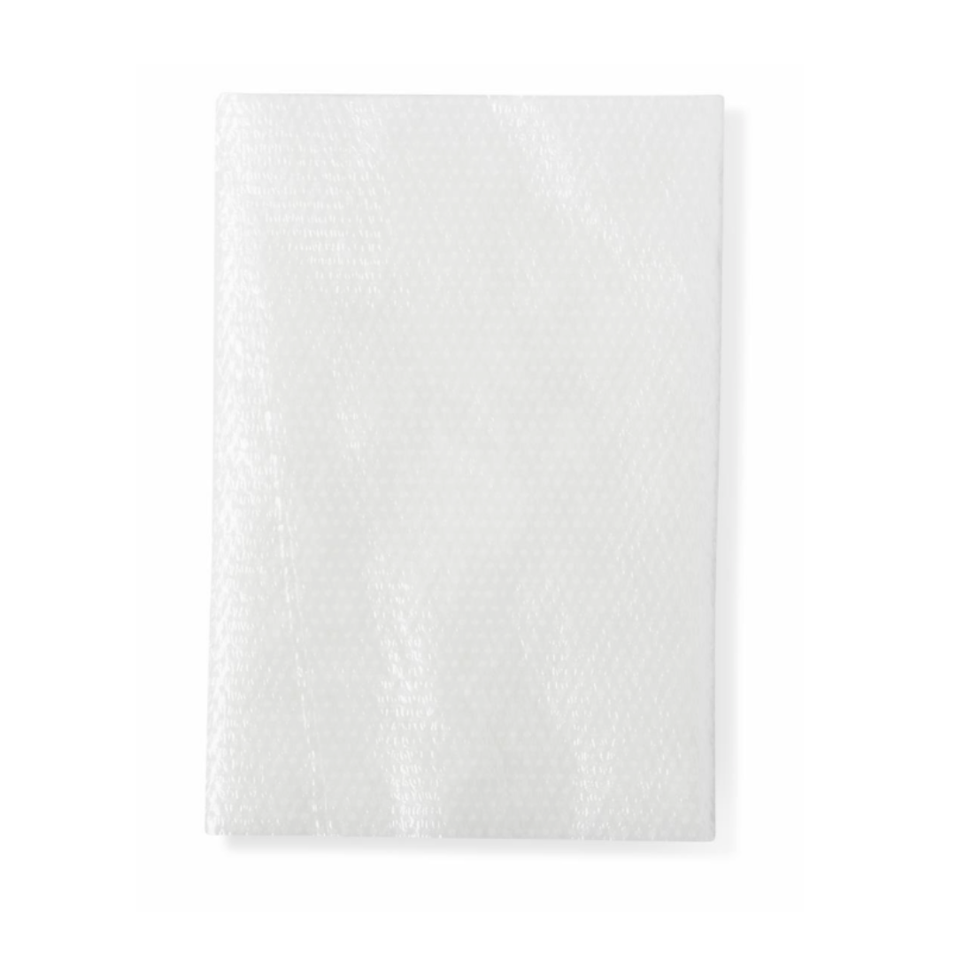 A single folded white paper napkin with a subtle textured pattern on a plain background, resembling the clean look of Medline CURAD Sterile Nonstick Pads.